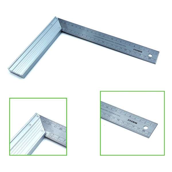 Steelwood Winkelhaak - 250 mm - RVS - Schrijfhaak - 45° verstek Steelwood Winkelhaak - 250 mm - RVS - Schrijfhaak - 45° verstek