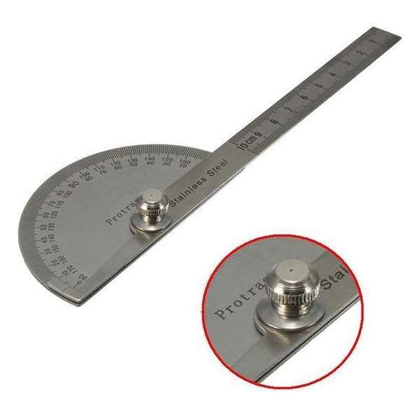 Gradenboog / Gradenmeter - 180 Graden Hoekmeter Liniaal - Roestvrij Staal Gradenboog / Gradenmeter - 180 Graden Hoekmeter Liniaal - Roestvrij Staal