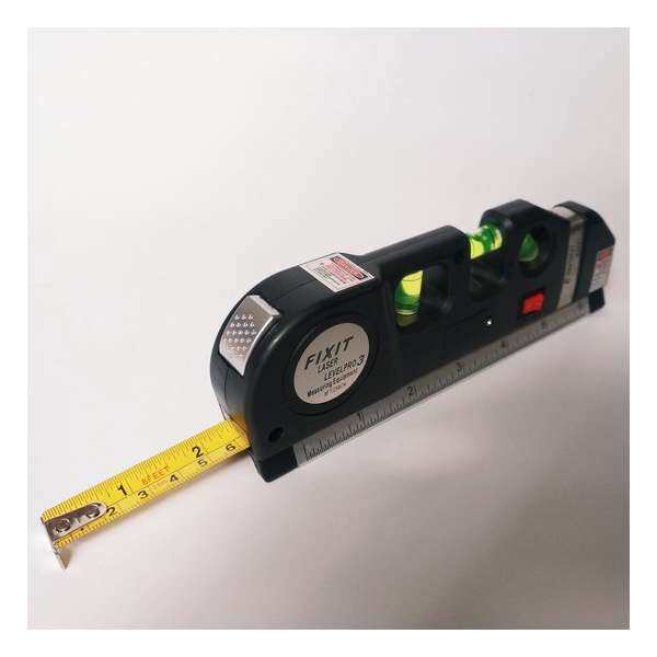 Laserwaterpas – 3 Verschillende Lasers – Inclusief Rolmaat 2,50 cm - Klussen - Waterpas met Laser - Torpedo waterpas Laserwaterpas – 3 Verschillende Lasers – Inclusief Rolmaat 2,50 cm - Klussen - Waterpas met Laser - Torpedo waterpas