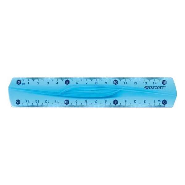 Liniaal Westcott 15cm flex - transparant assorti kleuren: Liniaal Westcott 15cm flex - transparant assorti kleuren: