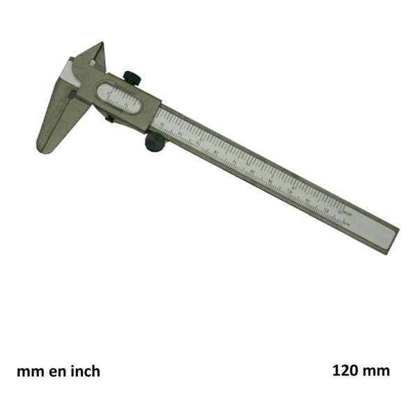 Steelwood Schuifmaat - Staal - Bereik 120 mm - Schaal in mm & inch Steelwood Schuifmaat - Staal - Bereik 120 mm - Schaal in mm & inch