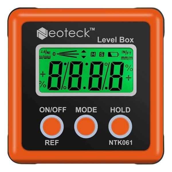 Digitale Hoekmeter 360 ° Oranje - Waterdichte Hoekgradenmeter - Meetgereedschap