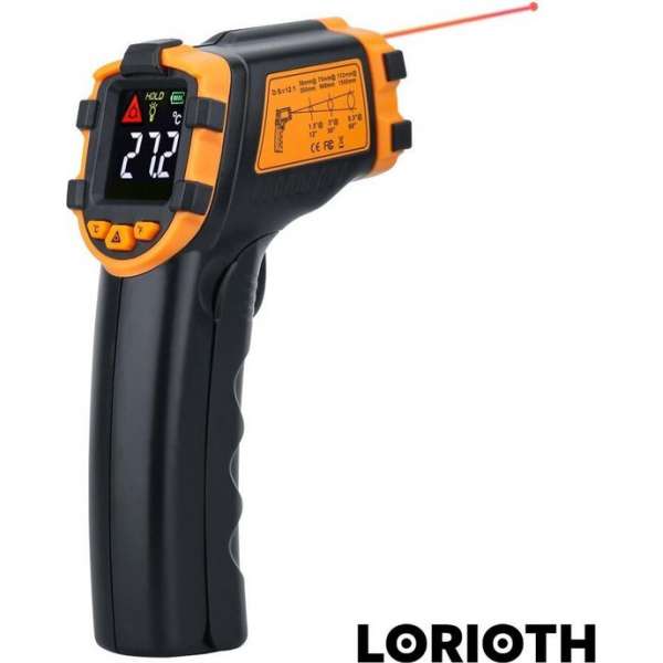 LORIOTH® Professionele Pyrometer - Warmte Meter - Temperatuurmeter - Hygrometer - Infrarood - Geel - LCD Scherm LORIOTH® Professionele Pyrometer - Warmte Meter - Temperatuurmeter - Hygrometer - Infrarood - Geel - LCD Scherm