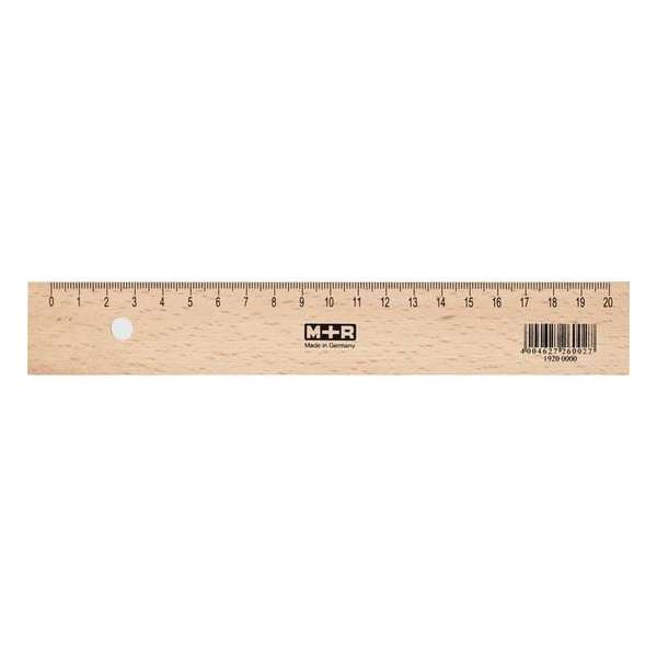 Liniaal M+R 20 cm hout - met metaalinleg Liniaal M+R 20 cm hout - met metaalinleg