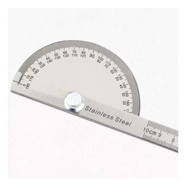 RVS 180° gradenboog hoekzoeker-ronde kop met 4 inch 10 cm liniaal RVS 180° gradenboog hoekzoeker-ronde kop met 4 inch 10 cm liniaal