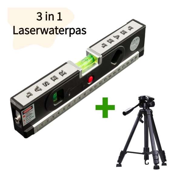 Laserwaterpas incl statief - Rolmaat met Kruislijnlaser - Waterpas met laser Laserwaterpas incl statief - Rolmaat met Kruislijnlaser - Waterpas met laser