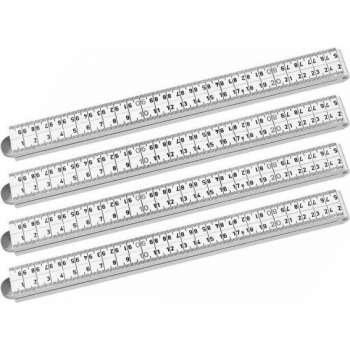 Set van 4 opvouwbare duimstokken (fiber, 1 meter, wit)