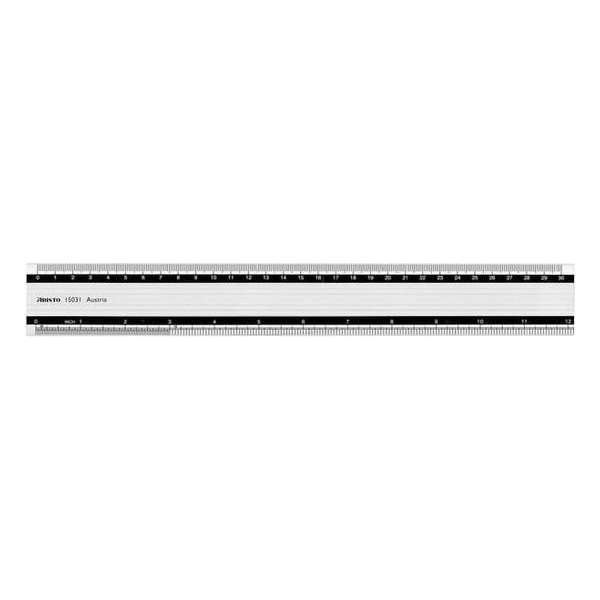 Liniaal Aristo 30cm aluminium - met rubber inleg Liniaal Aristo 30cm aluminium - met rubber inleg