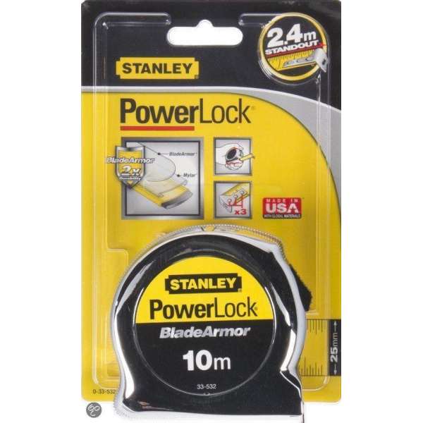 Stanley Rolbandmaat Powerlock Blade Armor 10m (kaart)