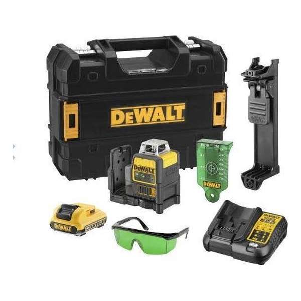 DeWalt DCE0811D1G 10,8V Li-Ion accu Kruislijnlaser 360 graden set (1x 2,0Ah accu) in koffer - groen - 15m DeWalt DCE0811D1G 10,8V Li-Ion accu Kruislijnlaser 360 graden set (1x 2,0Ah accu) in koffer - groen - 15m