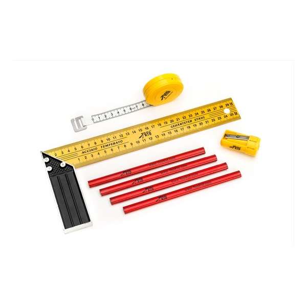 ToolKid meetset met rolmaat, winkelhaak en klein formaat timmermanspotlood (4) met puntenslijper