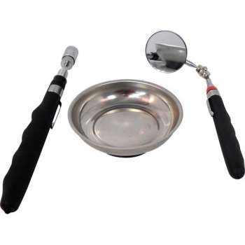 Inspectie gereedschapset -   telescopische magneetpen met verlichting, inspectiespiegel en magnetisch bakje