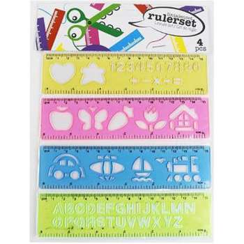 Kinder Linialen - Multicolor - Kunststof - 15 cm - Set Van 4