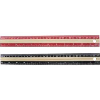 Craftline liniaal hout 30 cm zwart/rood - School liniaal - Tekenen - Meten