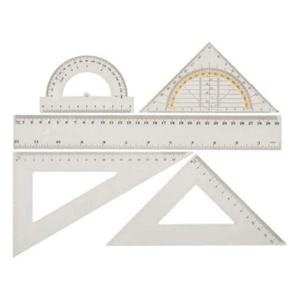 5 Delige Linialen Set met Drie Geodriehoeken Gradenboog en Liniaal – 39x16x8 cm | Schoolartikelen | Wiskundeset 5 Delige Linialen Set met Drie Geodriehoeken Gradenboog en Liniaal – 39x16x8 cm | Schoolartikelen | Wiskundeset