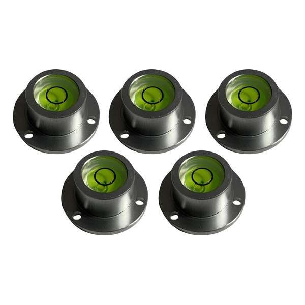 Set van 5 ronde waterpassen in aluminium behuizing (25.5x16.5x11.5 mm, zilver) Set van 5 ronde waterpassen in aluminium behuizing (25.5x16.5x11.5 mm, zilver)