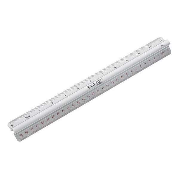 Liniaal Westcott 30cm alu - met griplijst, cm/inch verd. Liniaal Westcott 30cm alu - met griplijst, cm/inch verd.