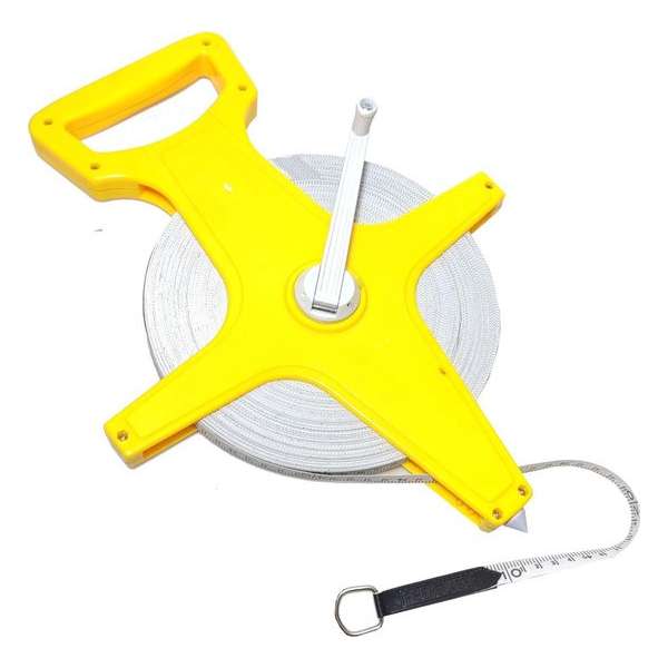 Geel Meetlint 100 meter meet haspel landmeter cm lint materiaal viberglass Geel Meetlint 100 meter meet haspel landmeter cm lint materiaal viberglass