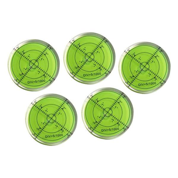 Set van 5 ronde waterpassen (66x11 mm, groen) Set van 5 ronde waterpassen (66x11 mm, groen)