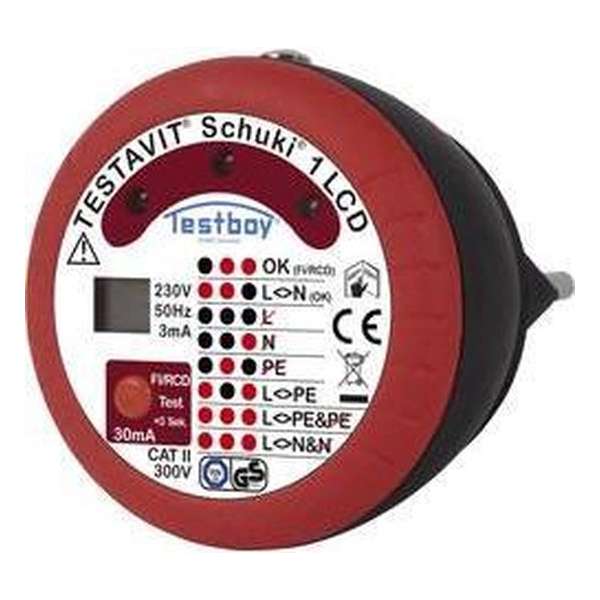 Testboy Testavit Schuki 1 LCD Stopcontacttester CAT II 300 V LCD, LED Testboy Testavit Schuki 1 LCD Stopcontacttester CAT II 300 V LCD, LED