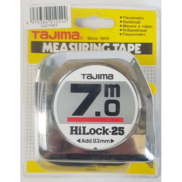 Tajima rolmaat geel 7 meter, HiLock-25 Tajima rolmaat geel 7 meter, HiLock-25