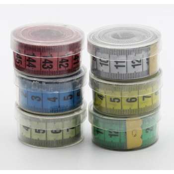 6 st Meetlint wit + 5 kleuren - 1,5 meter - Flexibel  - Naaigereedschap