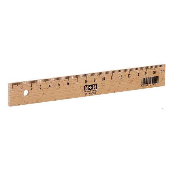 Liniaal M+R 17 cm hout - met metaalinleg Liniaal M+R 17 cm hout - met metaalinleg