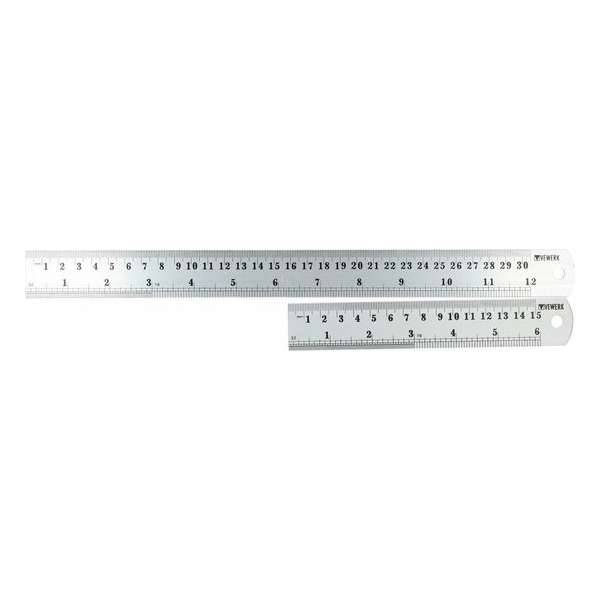 Liniaal 30 cm + liniaal 15 cm aluminium 2-delig Liniaal 30 cm + liniaal 15 cm aluminium 2-delig