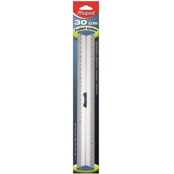 Aluminium 30 cm liniaal - maatvoering tweezijdig Aluminium 30 cm liniaal - maatvoering tweezijdig