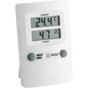 Digitale thermometer - hygrometer - wit - 70 x 110 x 20mm - voor tafel- en wandmontage, incl batterij