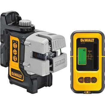 DeWalt DW089KD Zelfnivellerende kruis lijnlaser in koffer (DW089K) & ontvanger (DE0892) - 3 lijnen - 50m