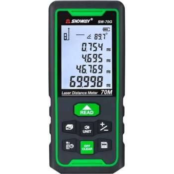 SNDWAY® SW-70G Digitale Afstandsmeter LCD Met 5 Functies Maximaal 70 Meter