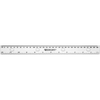 Liniaal Westcott plastic 30cm - met ordner gaten