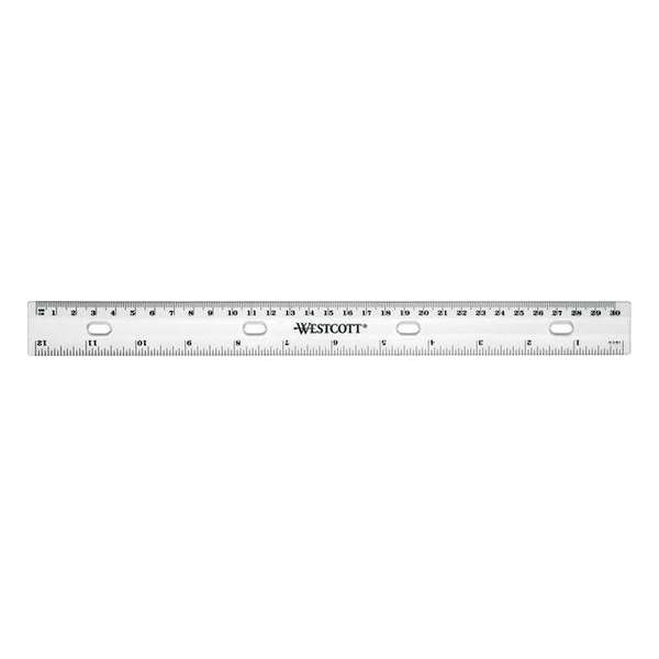 Liniaal Westcott plastic 30cm - met ordner gaten Liniaal Westcott plastic 30cm - met ordner gaten