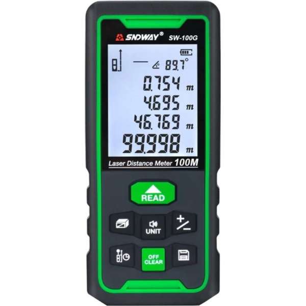 SNDWAY® SW-100G Digitale Afstandsmeter LCD Met 5 Functies Maximaal 100 Meter SNDWAY® SW-100G Digitale Afstandsmeter LCD Met 5 Functies Maximaal 100 Meter
