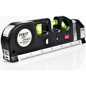 Multifuntionee waterpas - rolmeter- laser - liniaal - zwart
