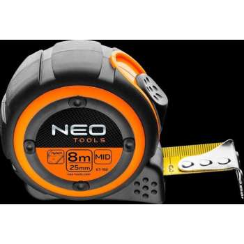 NEO rolmaat 8 mtr, magnetisch nylon gecoat 25mm band breedte