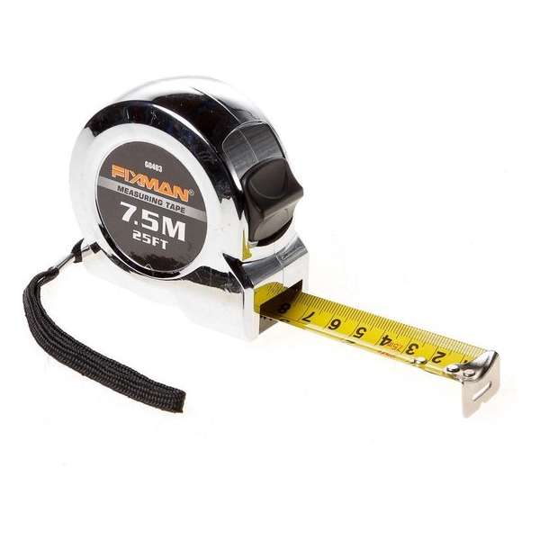 Fixman rolbandmaat verchr. 7,5mtr (Prijs per stuk) Fixman rolbandmaat verchr. 7,5mtr (Prijs per stuk)