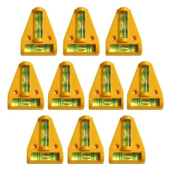 Set van 10 kruiswaterpassen met schroefgaten (geel) Set van 10 kruiswaterpassen met schroefgaten (geel)