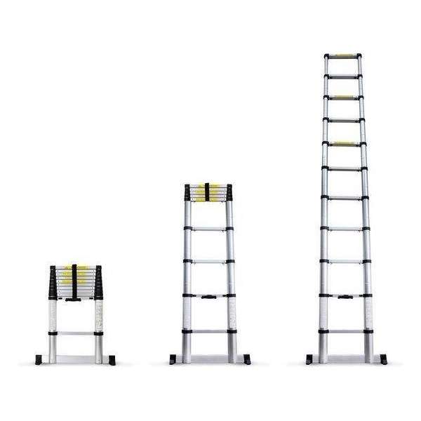 Telescopische Ladder 3.8 Meter - Met stabilisatiebalk - Aluminium Telescopische Ladder 3.8 Meter - Met stabilisatiebalk - Aluminium