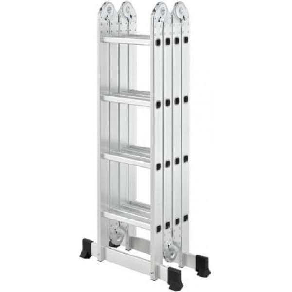 Multifunctionele Vouwladder - 4x4 sporten - Inclusief stabiliteitsbalk - Werkhoogte 4.52m Multifunctionele Vouwladder - 4x4 sporten - Inclusief stabiliteitsbalk - Werkhoogte 4.52m