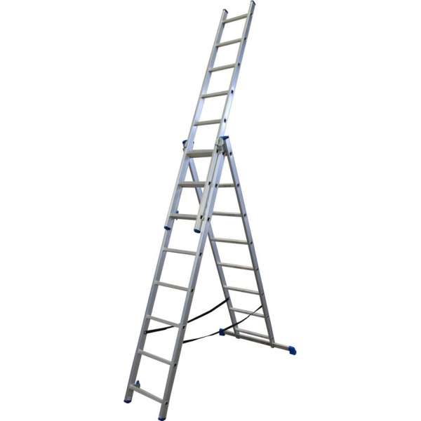 Alumexx Reformladder 3x8 sporten - Inclustief stabiliteitsbalk - Werkhoogte 5.51m Alumexx Reformladder 3x8 sporten - Inclustief stabiliteitsbalk - Werkhoogte 5.51m