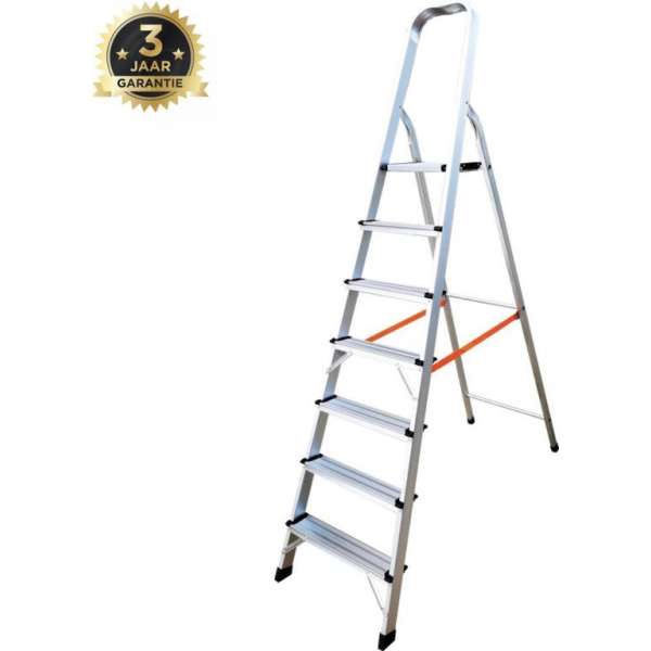 USK Huishoudtrap Keukentrap - 7 Treden - Huishoudladder Inklapbaar - Trapladder Opvouwbaar - Anti-Slip USK Huishoudtrap Keukentrap - 7 Treden - Huishoudladder Inklapbaar - Trapladder Opvouwbaar - Anti-Slip