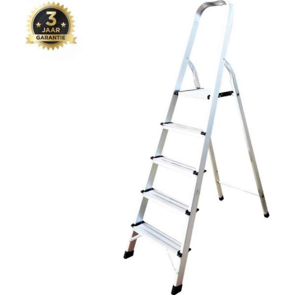 USK Huishoudtrap Keukentrap - 5 Treden - Huishoudladder Inklapbaar - Trapladder Opvouwbaar - Anti-Slip USK Huishoudtrap Keukentrap - 5 Treden - Huishoudladder Inklapbaar - Trapladder Opvouwbaar - Anti-Slip