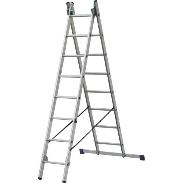 Alumexx Reformladder 2x8 sporten - Met stabiliteitsbalk - Werkhoogte 4.47m Alumexx Reformladder 2x8 sporten - Met stabiliteitsbalk - Werkhoogte 4.47m