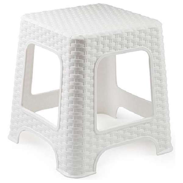 Rotan opstapje/krukje in het wit - 32 x 32 x 30 cm - Keuken/badkamer/slaapkamer handige krukjes/opstapjes Rotan opstapje/krukje in het wit - 32 x 32 x 30 cm - Keuken/badkamer/slaapkamer handige krukjes/opstapjes