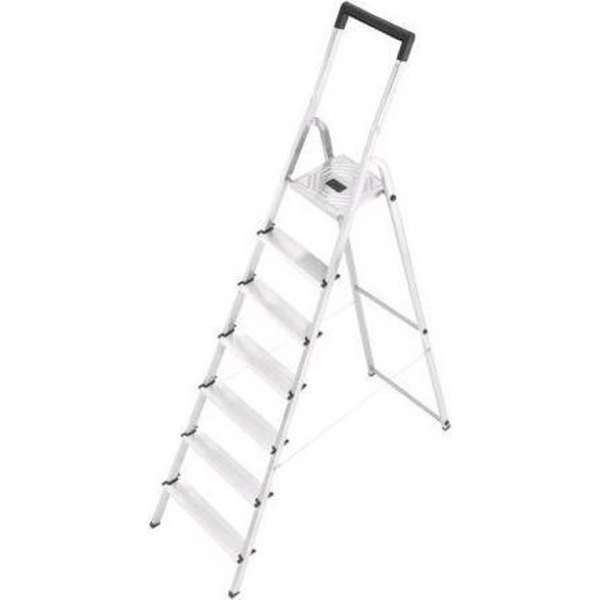 Hailo Super Lichte Huishoudtrap - L40 8 Anti Slip treden - Tot 150kg - 3.20m werkhoogte - Alluminium Hailo Super Lichte Huishoudtrap - L40 8 Anti Slip treden - Tot 150kg - 3.20m werkhoogte - Alluminium