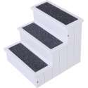 Hondentrap met tapijtbekleding - Kattentrap - Trapje - Honden - Kat - Dieren - Hout - Wit - B40,5 x D44,5 x H38 cm