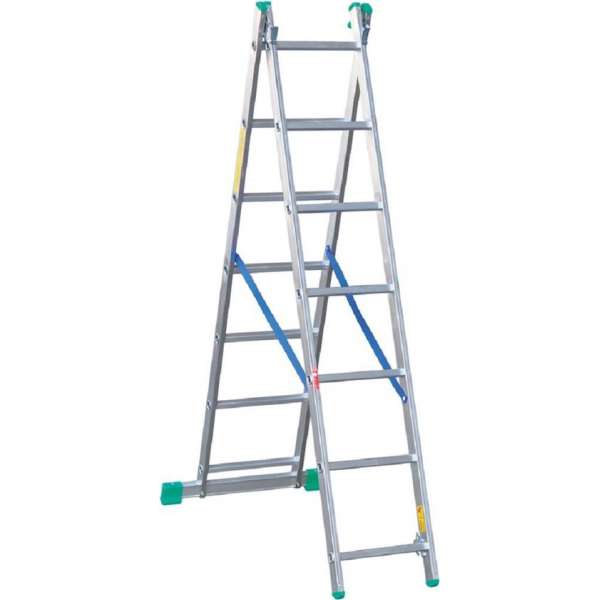 Aluminium opsteek- of uitzetladder professional 2 x 7 treden 197 x 40 cm EN131 tot 150 kg Aluminium opsteek- of uitzetladder professional 2 x 7 treden 197 x 40 cm EN131 tot 150 kg
