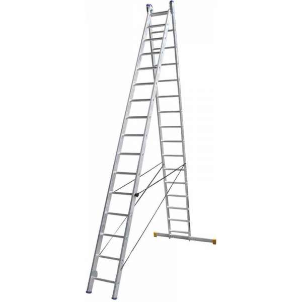 Alumexx Reformladder 2x16 sporten - Inclusief stabiliteitsbalk - Werkhoogte 8.37m Alumexx Reformladder 2x16 sporten - Inclusief stabiliteitsbalk - Werkhoogte 8.37m